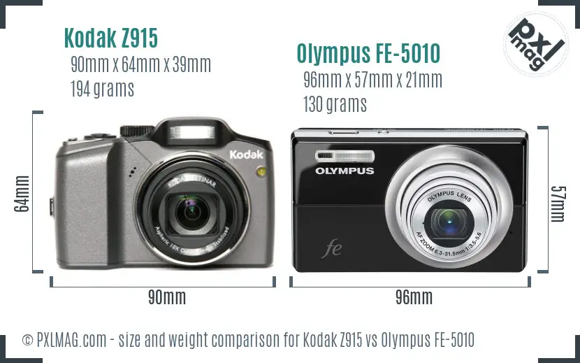 Kodak Z915 vs Olympus FE-5010 size comparison Kodak Z915 vs Olympus FE-5010 size comparison