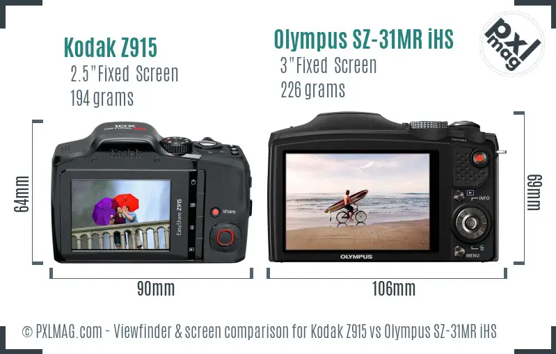 Kodak Z915 vs Olympus SZ-31MR iHS Screen and Viewfinder comparison Kodak Z915 vs Olympus SZ-31MR iHS Screen and Viewfinder comparison