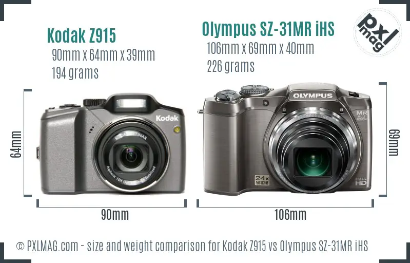 Kodak Z915 vs Olympus SZ-31MR iHS size comparison Kodak Z915 vs Olympus SZ-31MR iHS size comparison