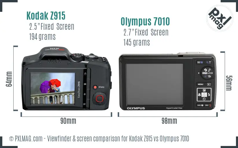 Kodak Z915 vs Olympus 7010 Screen and Viewfinder comparison