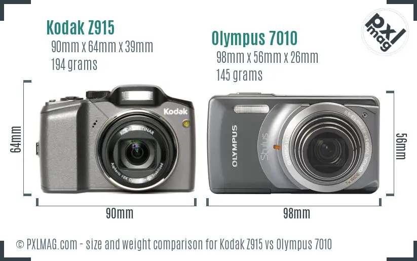 Kodak Z915 vs Olympus 7010 size comparison