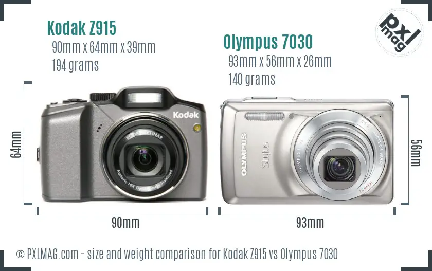 Kodak Z915 vs Olympus 7030 size comparison