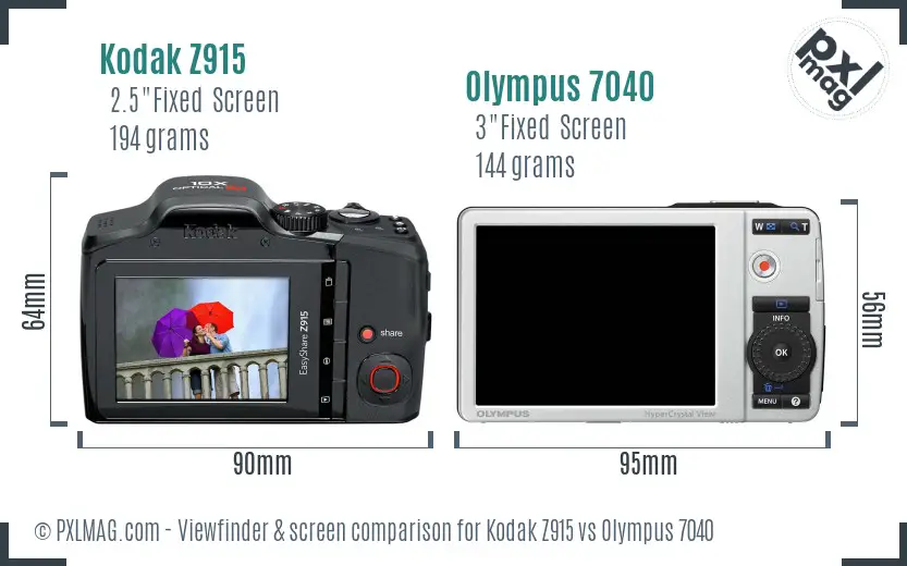 Kodak Z915 vs Olympus 7040 Screen and Viewfinder comparison Kodak Z915 vs Olympus 7040 Screen and Viewfinder comparison