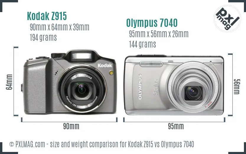Kodak Z915 vs Olympus 7040 size comparison Kodak Z915 vs Olympus 7040 size comparison