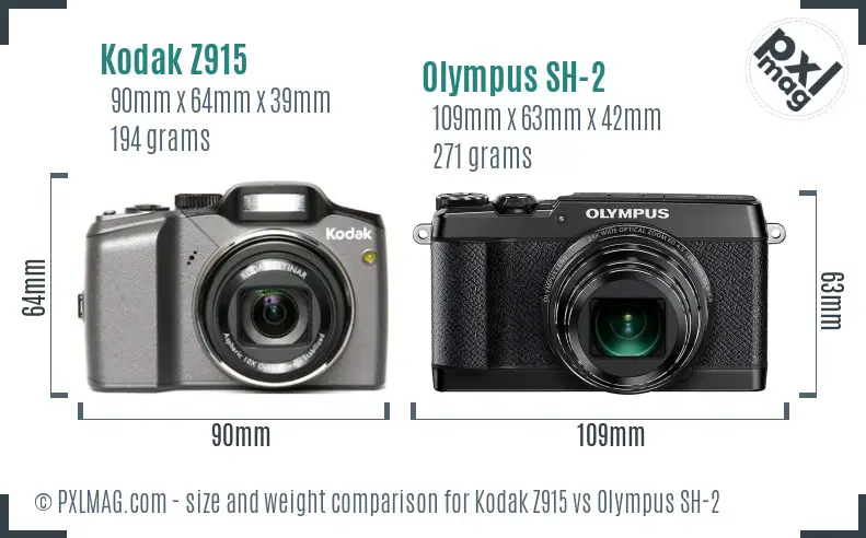 Kodak Z915 vs Olympus SH-2 size comparison