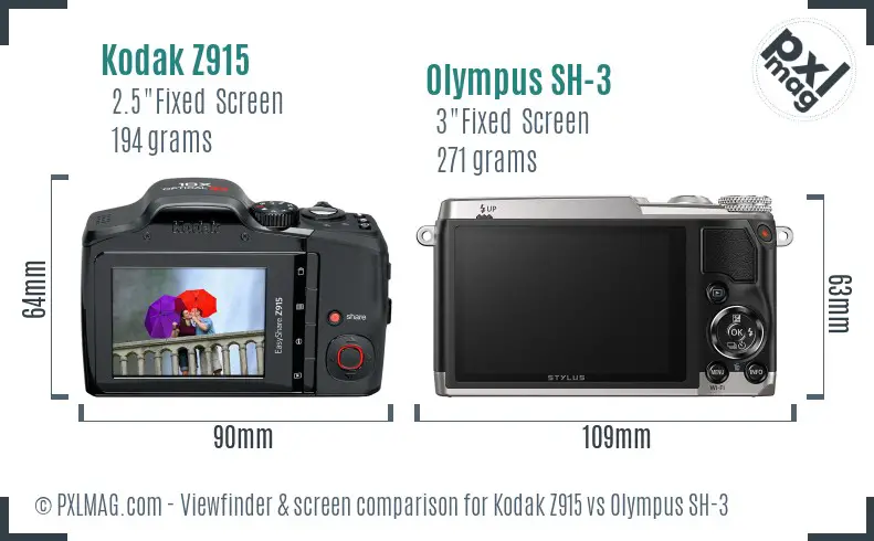 Kodak Z915 vs Olympus SH-3 Screen and Viewfinder comparison Kodak Z915 vs Olympus SH-3 Screen and Viewfinder comparison