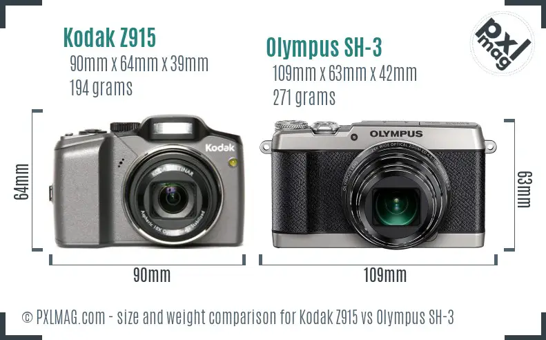 Kodak Z915 vs Olympus SH-3 size comparison Kodak Z915 vs Olympus SH-3 size comparison