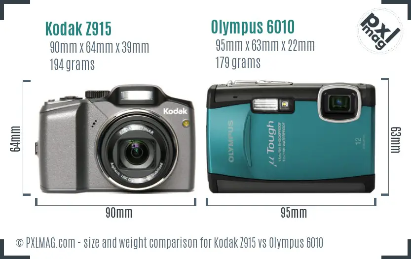 Kodak Z915 vs Olympus 6010 size comparison