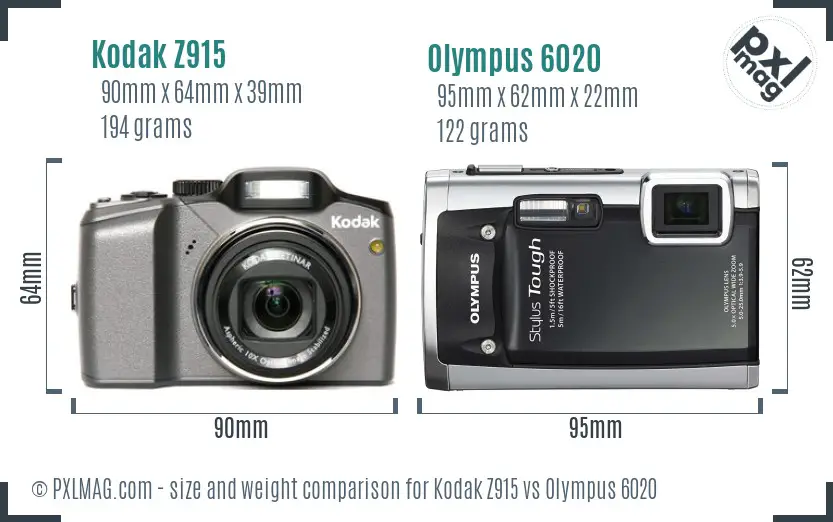 Kodak Z915 vs Olympus 6020 size comparison