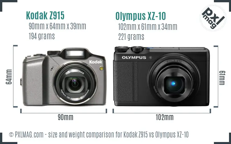 Kodak Z915 vs Olympus XZ-10 size comparison Kodak Z915 vs Olympus XZ-10 size comparison