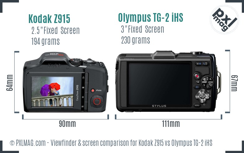 Kodak Z915 vs Olympus TG-2 iHS Screen and Viewfinder comparison