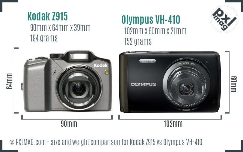 Kodak Z915 vs Olympus VH-410 size comparison