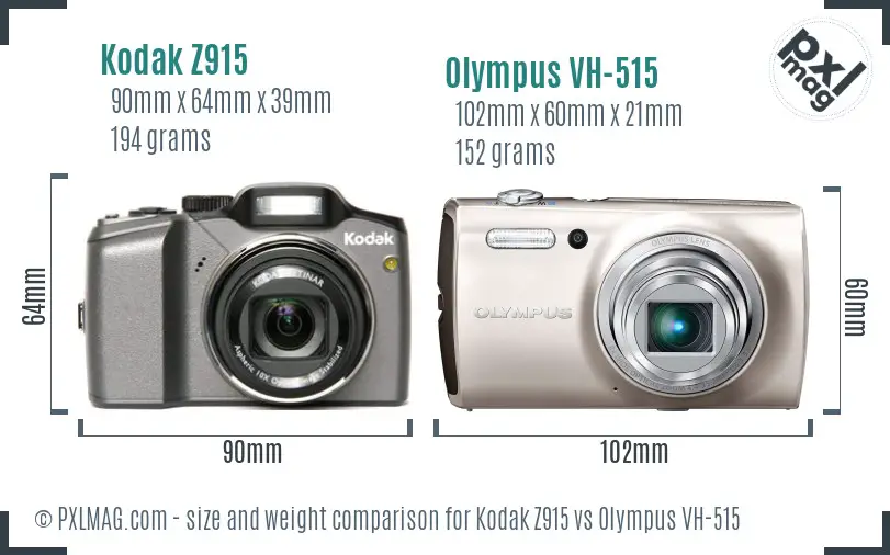 Kodak Z915 vs Olympus VH-515 size comparison