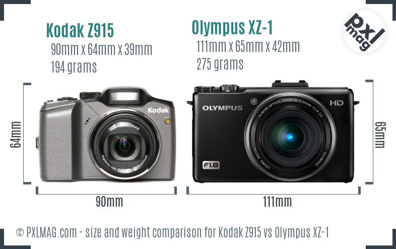 Kodak Z915 vs Olympus XZ-1 size comparison Kodak Z915 vs Olympus XZ-1 size comparison