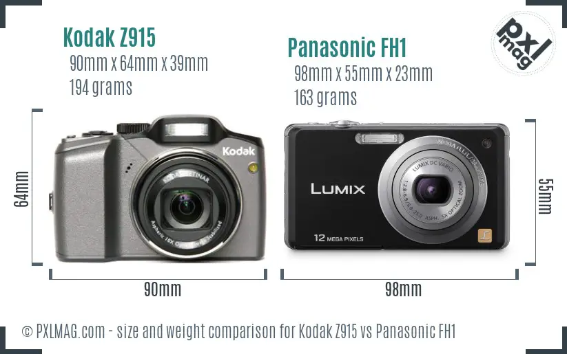 Kodak Z915 vs Panasonic FH1 size comparison