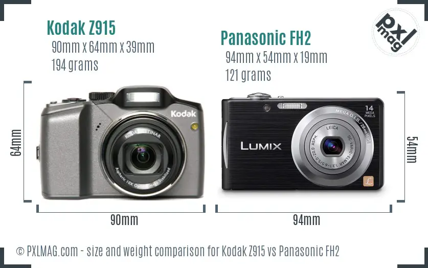 Kodak Z915 vs Panasonic FH2 size comparison