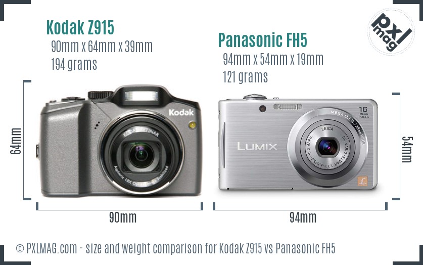 Kodak Z915 vs Panasonic FH5 size comparison Kodak Z915 vs Panasonic FH5 size comparison