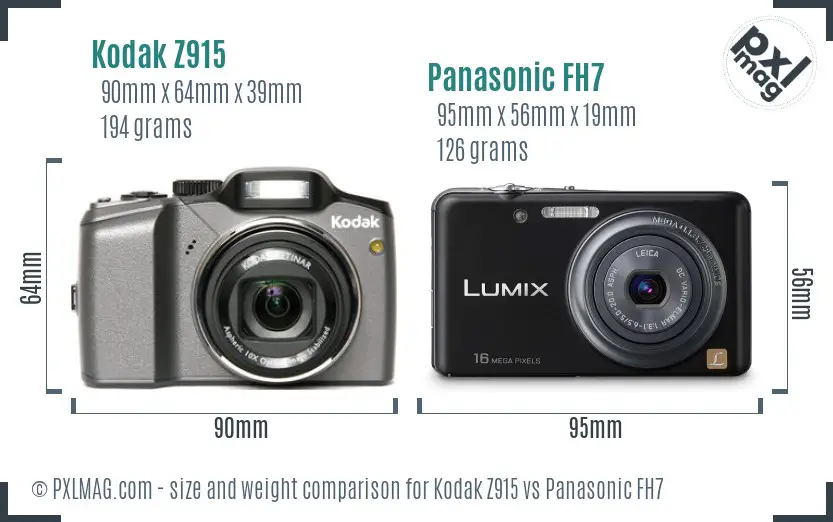 Kodak Z915 vs Panasonic FH7 size comparison