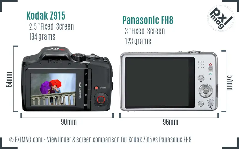 Kodak Z915 vs Panasonic FH8 Screen and Viewfinder comparison Kodak Z915 vs Panasonic FH8 Screen and Viewfinder comparison