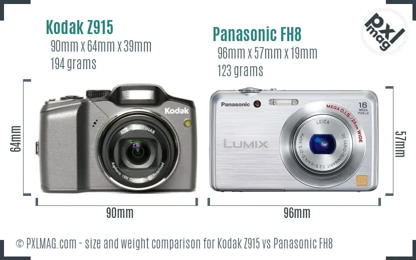 Kodak Z915 vs Panasonic FH8 size comparison Kodak Z915 vs Panasonic FH8 size comparison
