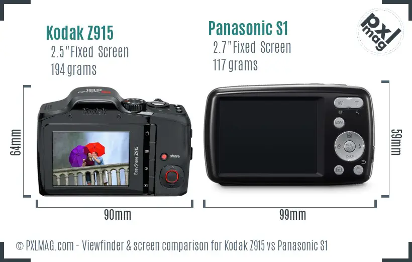 Kodak Z915 vs Panasonic S1 Screen and Viewfinder comparison