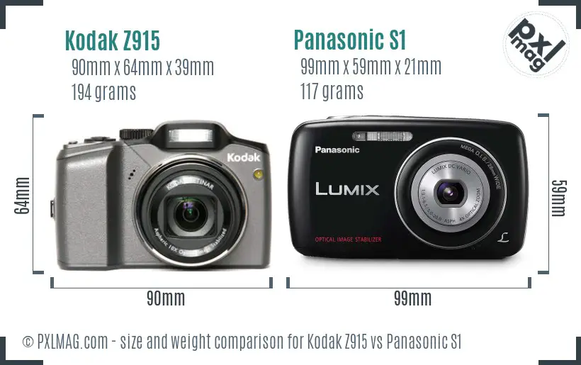 Kodak Z915 vs Panasonic S1 size comparison