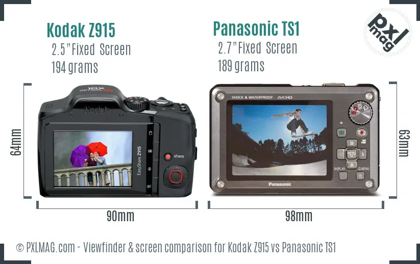 Kodak Z915 vs Panasonic TS1 Screen and Viewfinder comparison Kodak Z915 vs Panasonic TS1 Screen and Viewfinder comparison
