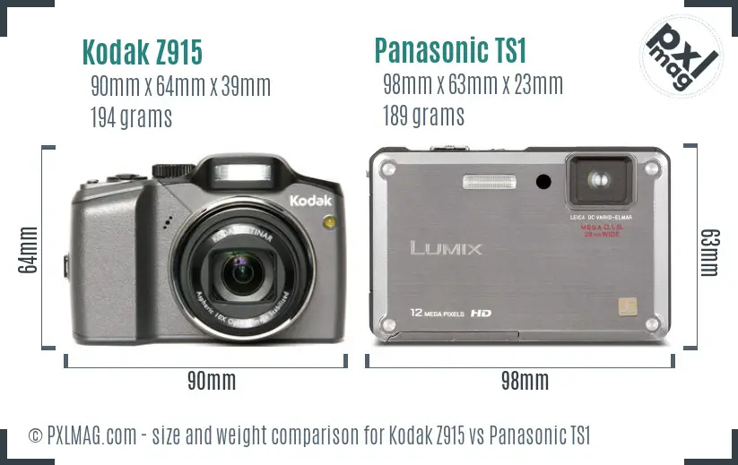 Kodak Z915 vs Panasonic TS1 size comparison Kodak Z915 vs Panasonic TS1 size comparison