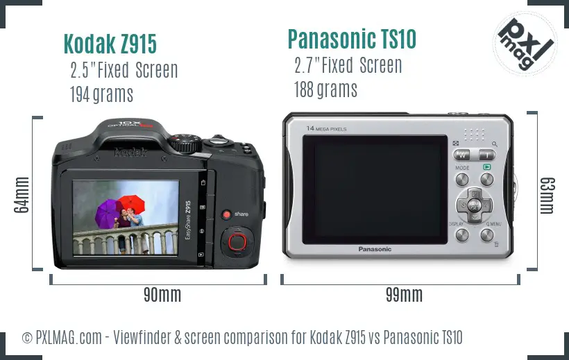 Kodak Z915 vs Panasonic TS10 Screen and Viewfinder comparison Kodak Z915 vs Panasonic TS10 Screen and Viewfinder comparison