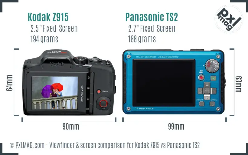 Kodak Z915 vs Panasonic TS2 Screen and Viewfinder comparison