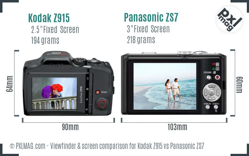 Kodak Z915 vs Panasonic ZS7 Screen and Viewfinder comparison Kodak Z915 vs Panasonic ZS7 Screen and Viewfinder comparison
