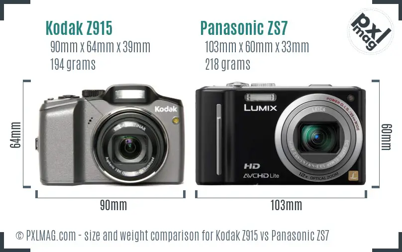 Kodak Z915 vs Panasonic ZS7 size comparison Kodak Z915 vs Panasonic ZS7 size comparison