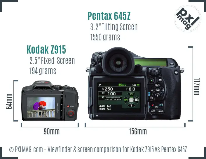 Kodak Z915 vs Pentax 645Z Screen and Viewfinder comparison