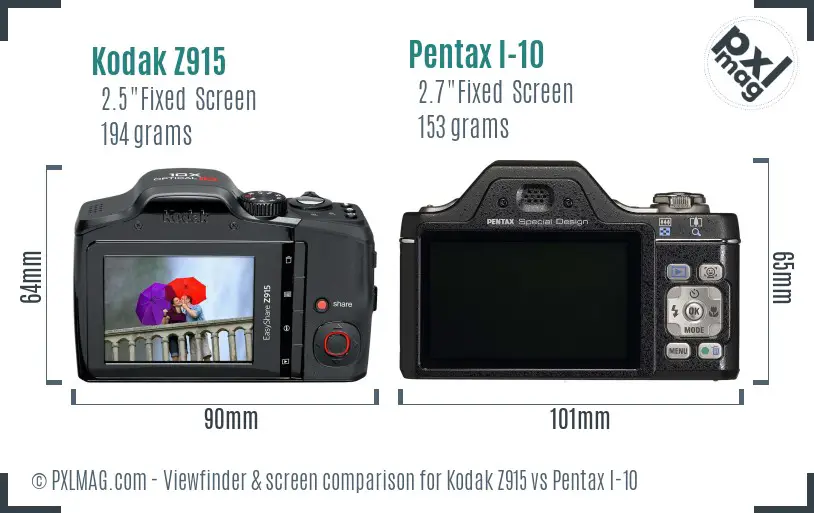 Kodak Z915 vs Pentax I-10 Screen and Viewfinder comparison Kodak Z915 vs Pentax I-10 Screen and Viewfinder comparison