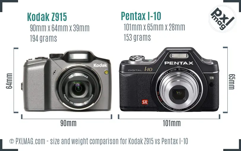 Kodak Z915 vs Pentax I-10 size comparison Kodak Z915 vs Pentax I-10 size comparison