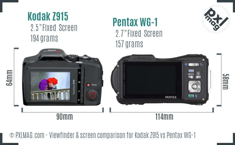 Kodak Z915 vs Pentax WG-1 Screen and Viewfinder comparison