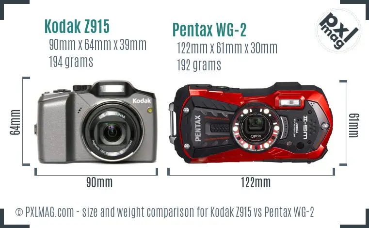 Kodak Z915 vs Pentax WG-2 size comparison Kodak Z915 vs Pentax WG-2 size comparison
