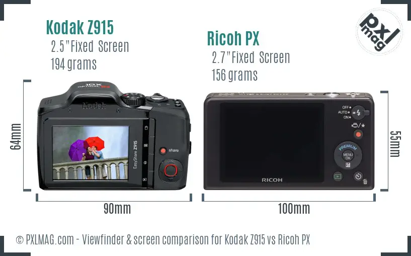 Kodak Z915 vs Ricoh PX Screen and Viewfinder comparison Kodak Z915 vs Ricoh PX Screen and Viewfinder comparison