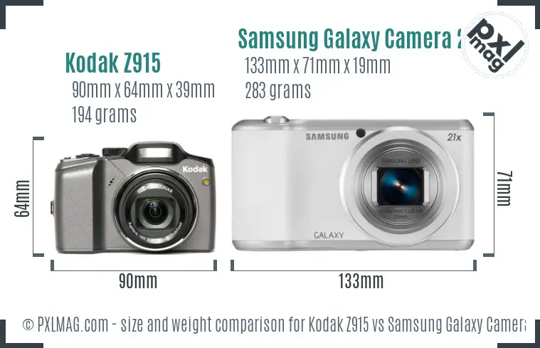 Kodak Z915 vs Samsung Galaxy Camera 2 size comparison