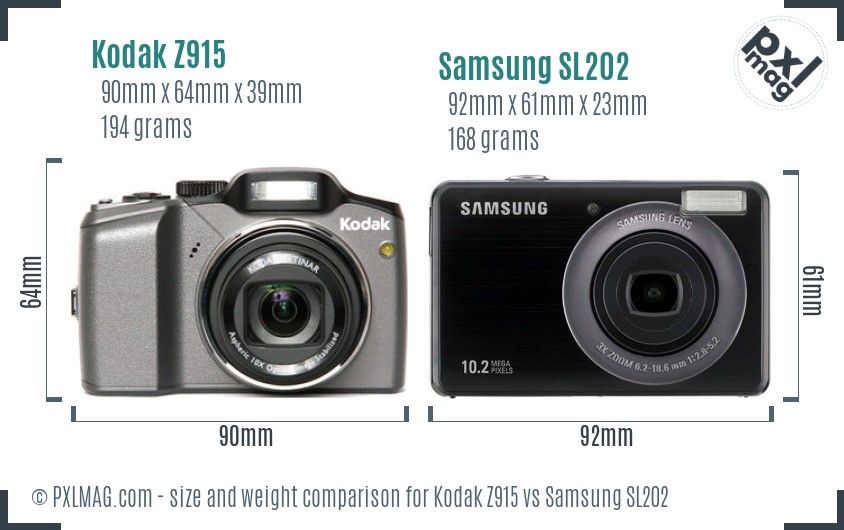 Kodak Z915 vs Samsung SL202 size comparison Kodak Z915 vs Samsung SL202 size comparison