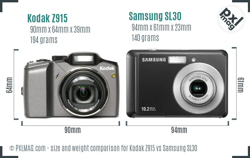 Kodak Z915 vs Samsung SL30 size comparison Kodak Z915 vs Samsung SL30 size comparison