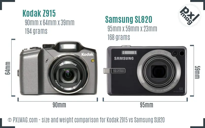 Kodak Z915 vs Samsung SL820 size comparison