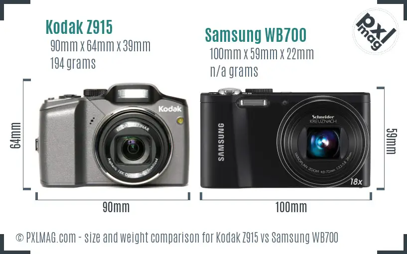 Kodak Z915 vs Samsung WB700 size comparison Kodak Z915 vs Samsung WB700 size comparison