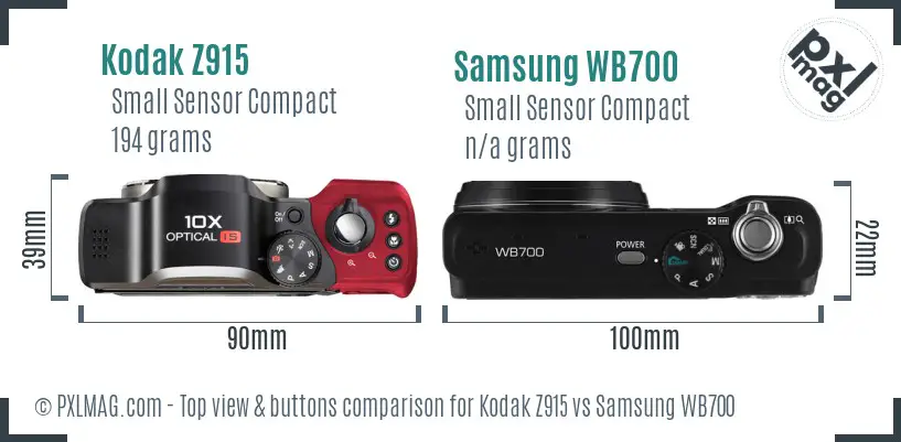 Kodak Z915 vs Samsung WB700 top view buttons comparison