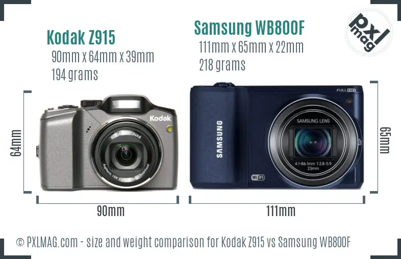 Kodak Z915 vs Samsung WB800F size comparison Kodak Z915 vs Samsung WB800F size comparison