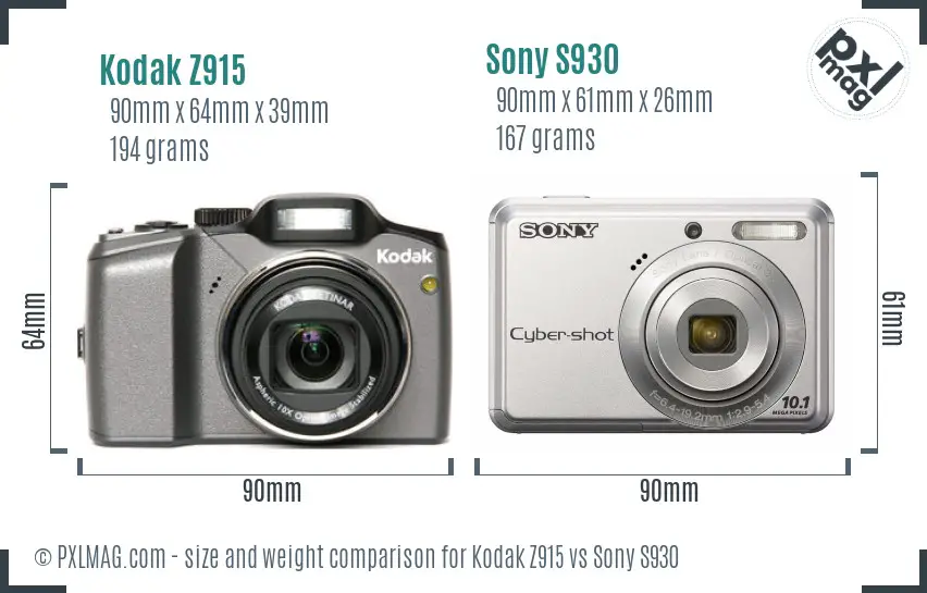 Kodak Z915 vs Sony S930 size comparison Kodak Z915 vs Sony S930 size comparison