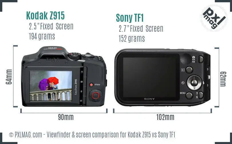 Kodak Z915 vs Sony TF1 Screen and Viewfinder comparison Kodak Z915 vs Sony TF1 Screen and Viewfinder comparison
