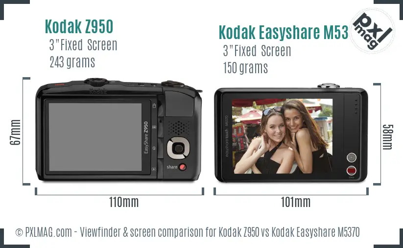 Kodak Z950 vs Kodak Easyshare M5370 Screen and Viewfinder comparison