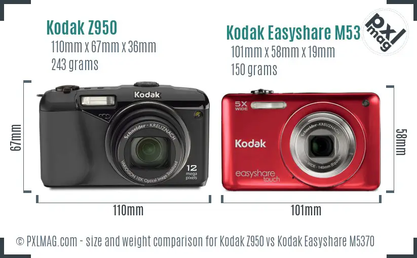 Kodak Z950 vs Kodak Easyshare M5370 size comparison Kodak Z950 vs Kodak Easyshare M5370 size comparison