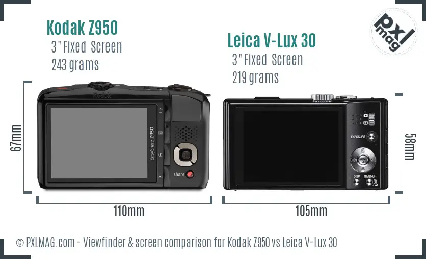 Kodak Z950 vs Leica V-Lux 30 Screen and Viewfinder comparison
